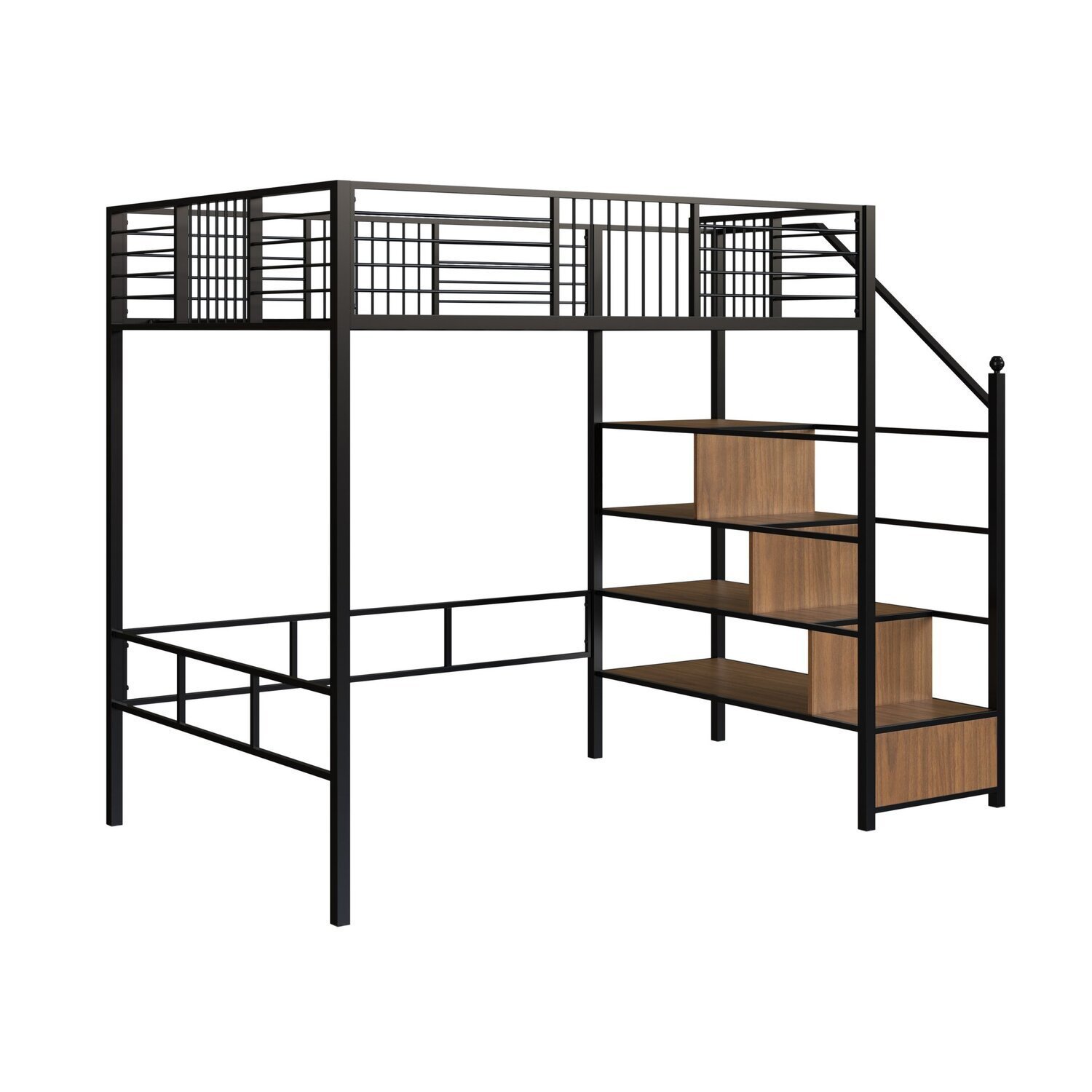 Beliche Suspenso Com Escada Morgan Solteiro Preto