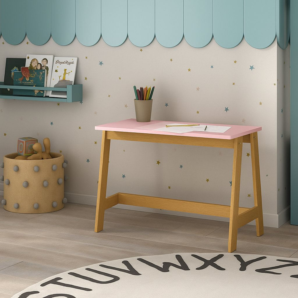 Mesa Escrivaninha Infantil Sofia - Rosa / Mel