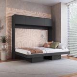 Cama Casal Articulável Horizontal Com Portas 140 Hanover Grafite