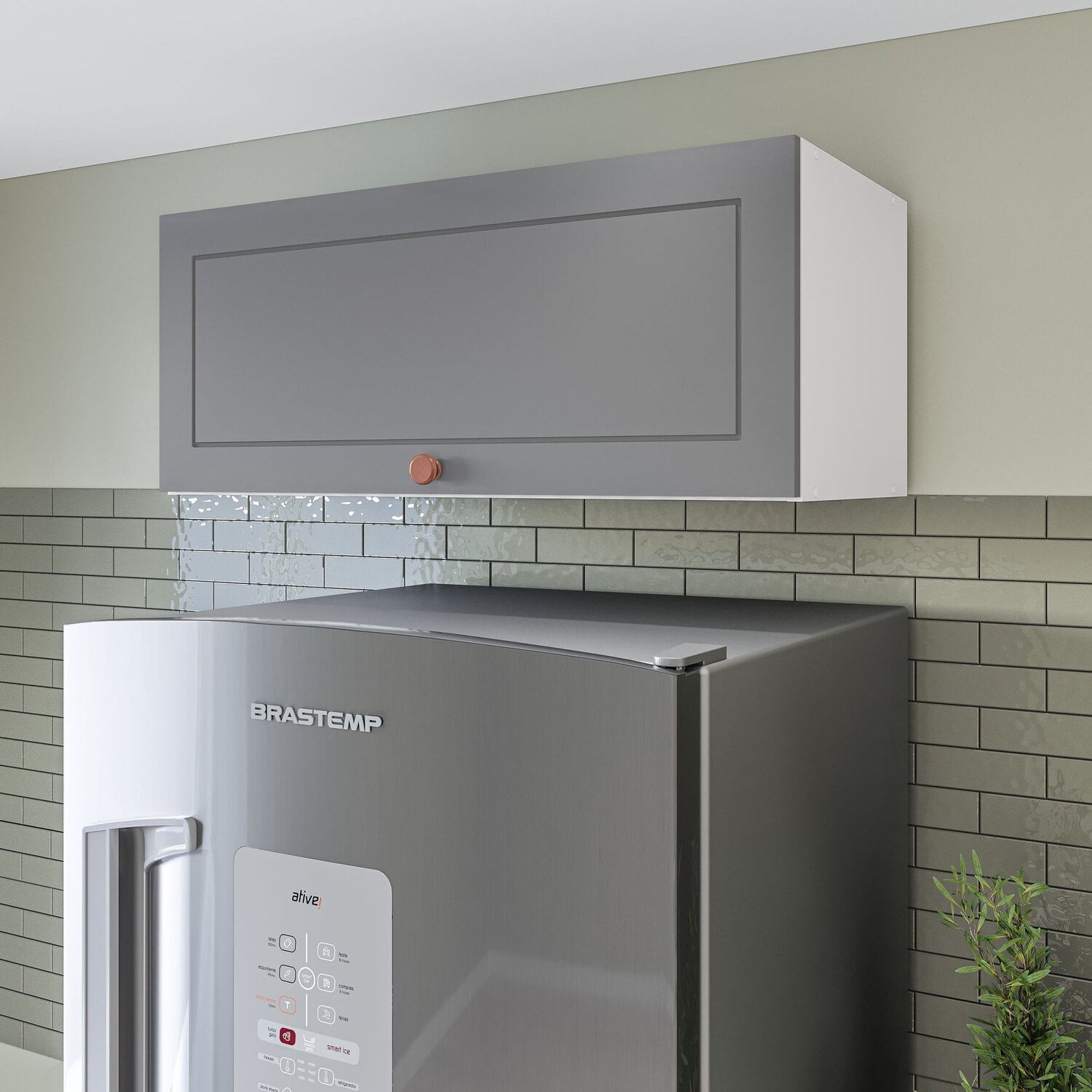 Armário Aéreo 1 Porta Basculante Pérola Yescasa Branco / Cinza