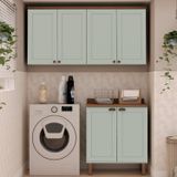 Kit Área De Serviço Com 3 Módulos Com Portas Provençais Para Lavanderia 100% Mdf Mint