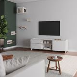 Rack Para Sala De Estar Para Tv Até 75 Polegadas Flea A 58cm X C 182cm X P 48cm Branco