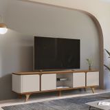 Rack Para Tv Até 60 Polegadas 217cm Cantos Curvos E Pés Madeira Maciça Roma Cedro/off White