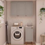 Kit Área De Serviço Com 2 Módulos Com Portas Provençais Para Lavanderia 100% Mdf Branco Fendi