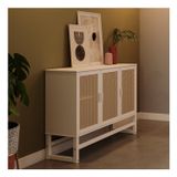 Aparador Buffet De Madeira Com 3 Portas Com Palhinha Coleção Blanco Acapulco Branco