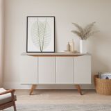 Buffet Para Sala De Jantar 4 Portas 135cm Olive Off-white Fosco/natural