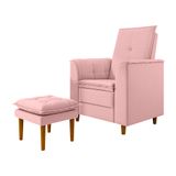 Poltrona Decorativa Amamentação Reforçada E Puff Alice Veludo