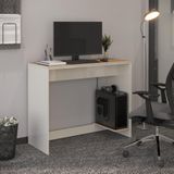 Escrivaninha Smart Office Com Passa Fios E Tampo Mdf Usinado 91cm
 - Off White E Cedro