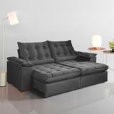 Sofá Retrátil E Reclinável 3 Lugares 250cm Dubai Preto