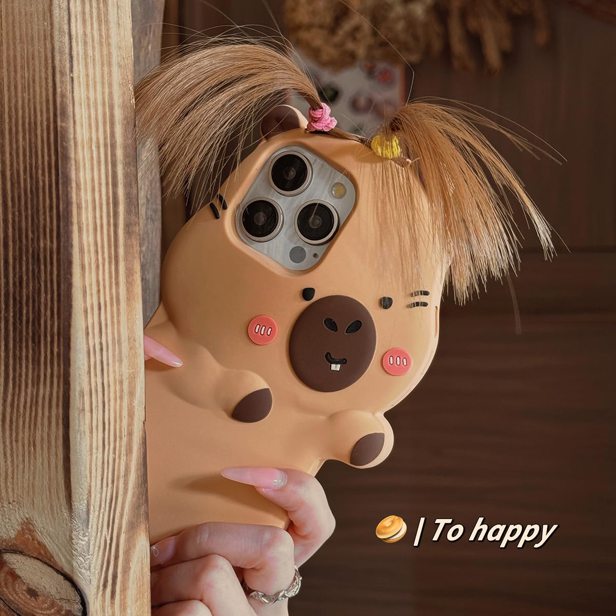 Capa De Telefone Qokcoahn Para Iphone 14 3d Kawaii Brown Capivara