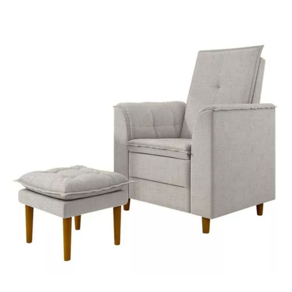 Poltrona Amamentação Confortável Com Puff Ivy Linho