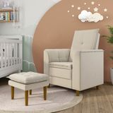 Poltrona Decorativa Amamentação Reforçada E Puff Luly Suede