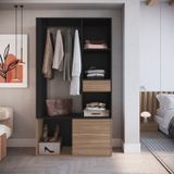 Guarda-roupa Closet Com 1 Gaveta 1 Cabideiro 2 Prateleiras E 1 Porta Cl100 Preto/montana