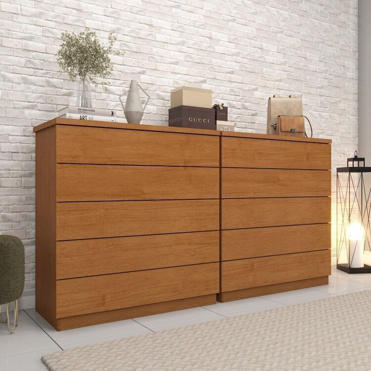 Kit 2 Cômodas 5 Gavetas Espresso Móveis Cinamomo