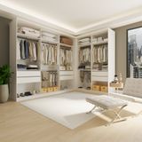 Conjunto Closet Casal Sem Portas 2 Módulos 6 Gavetas França Branco