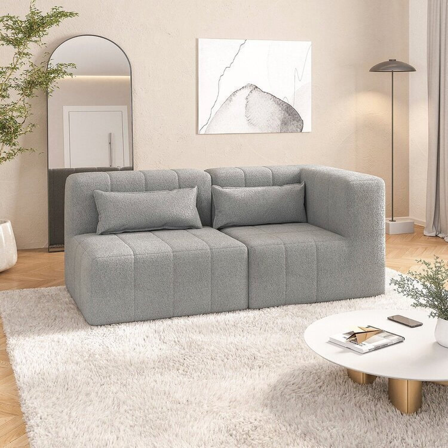 Sofá Modular De Canto 02 Módulos Easybox Cabecasa Madeiramadeira Cinza Claro