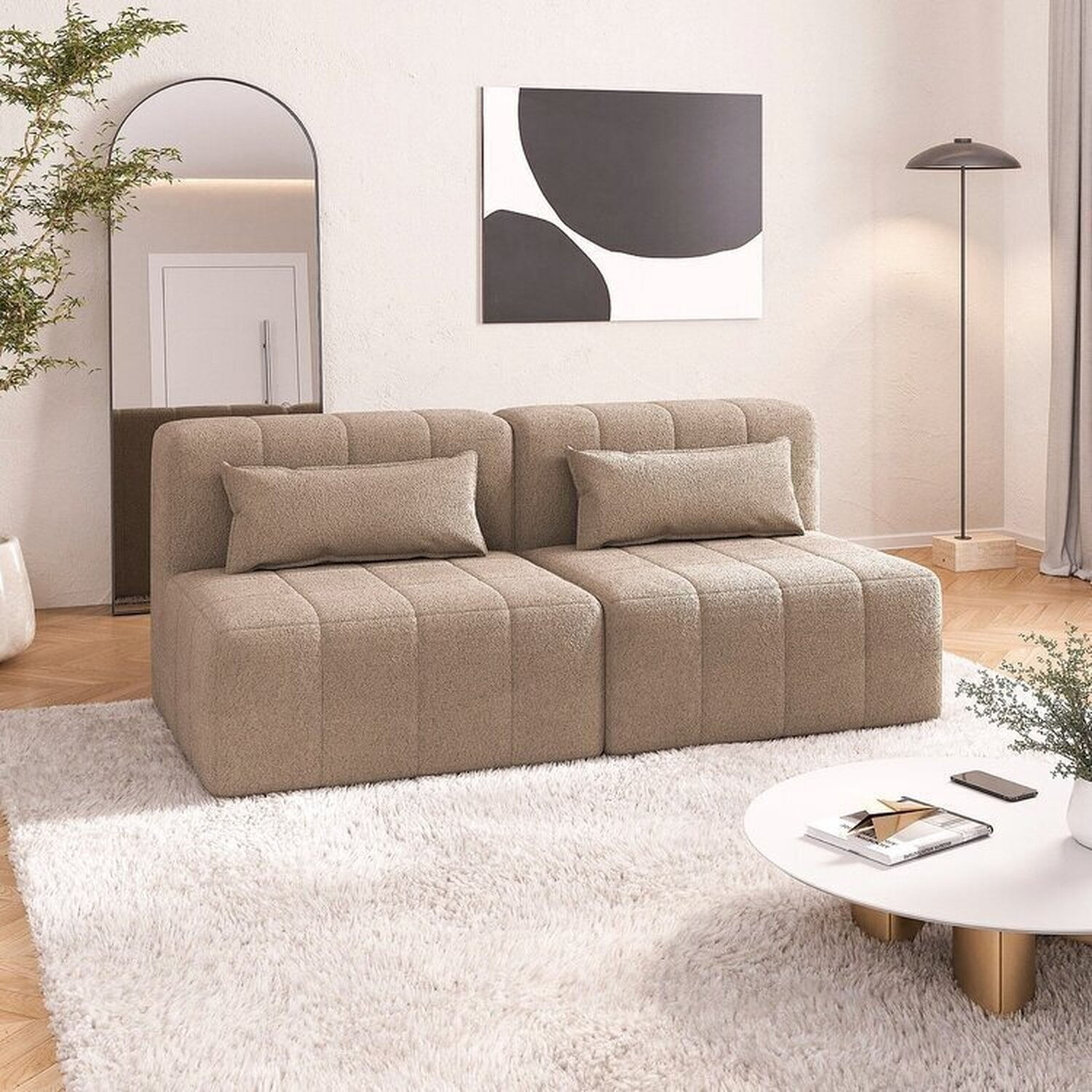 Sofá Modular 02 Módulos Poltrona Easybox Cabecasa Madeiramadeira Taupe