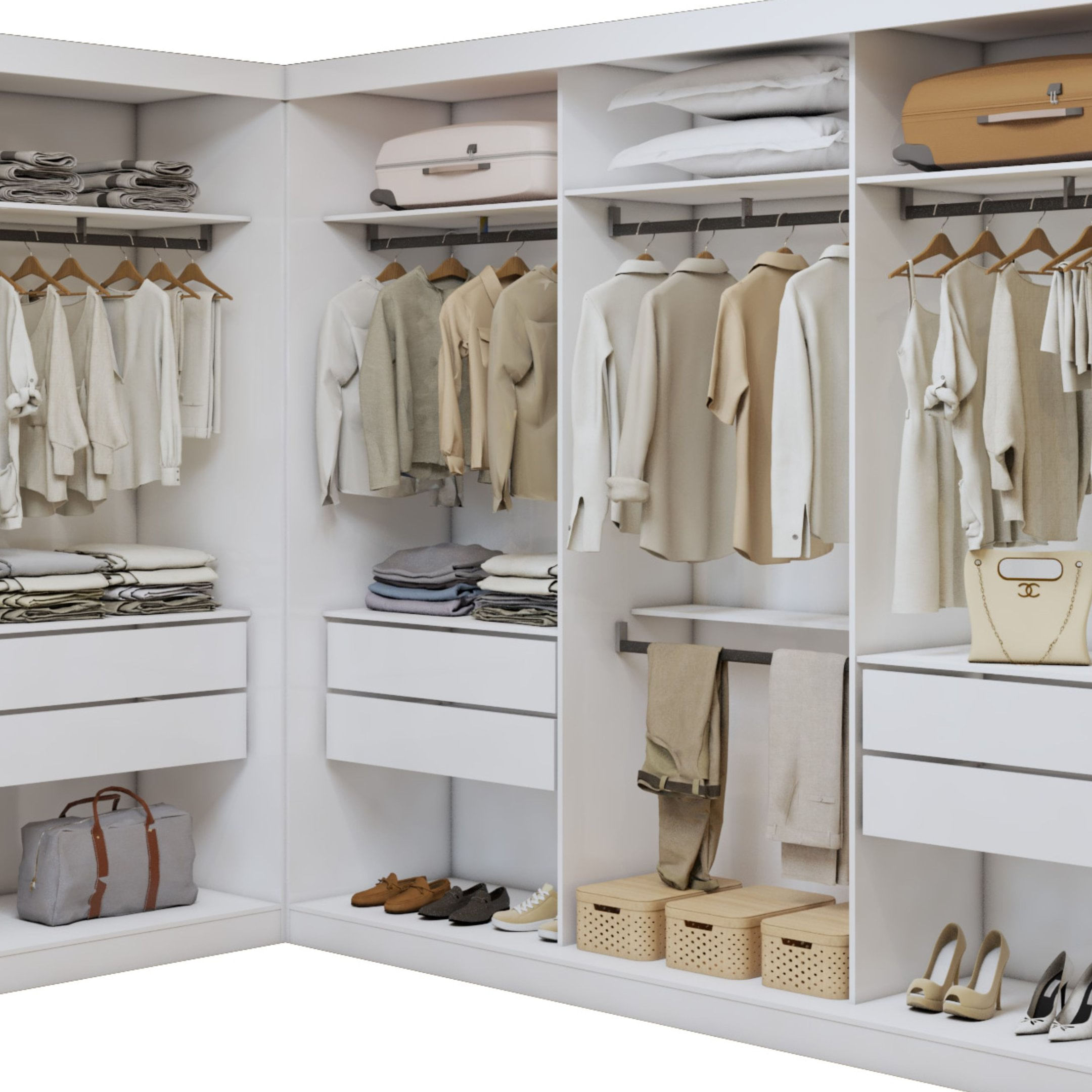 Closet Casal Sem Portas 8 Gavetas Paris Duo Premium Branco - Carrefour