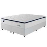 Cama Box Casal King Colchão Molas Ensacadas Com Pillow Sevilha 193x203x71cm Branco/cinza Hellen Suporta Até 150 Kg Por Pessoa