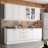 Cozinha Compacta Americana 5 Peças Com 3 Gavetas 100% Mdf Branco