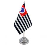 Bandeira Mesa Dupla Face São Paulo Mastro 29 Cm Cetim