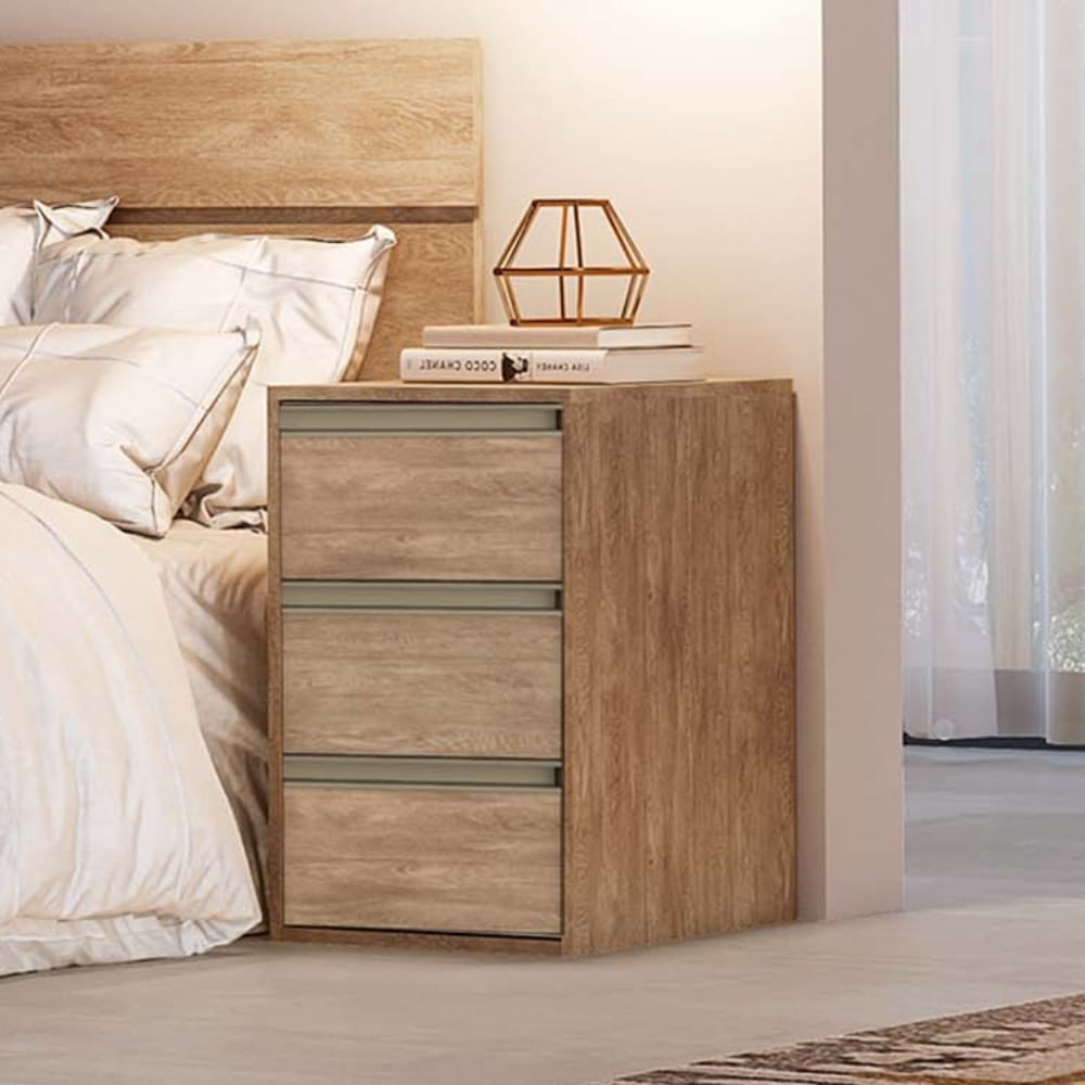 Mesa De Cabeceira 3 Gavetas 100 Mdf Select Belmax