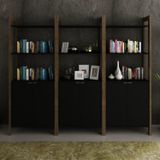 Kit 3 Estantes Para Livros Az Biblioteca 6 Portas Premium Espresso Móveis Preto/nogal
