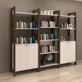 Kit 3 Estantes Para Livros 4 Portas Biblioteca Az Premium Espresso Móveis Branco/nogal