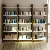 Kit 3 Estantes Para Livros 15 Prateleiras Biblioteca Az Premium Espresso Móveis Branco/nogal