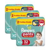 Kit 3 Fralda Pampers Pants Ajuste Total Tamanho Xg Com 32 Fraldas Descartáveis