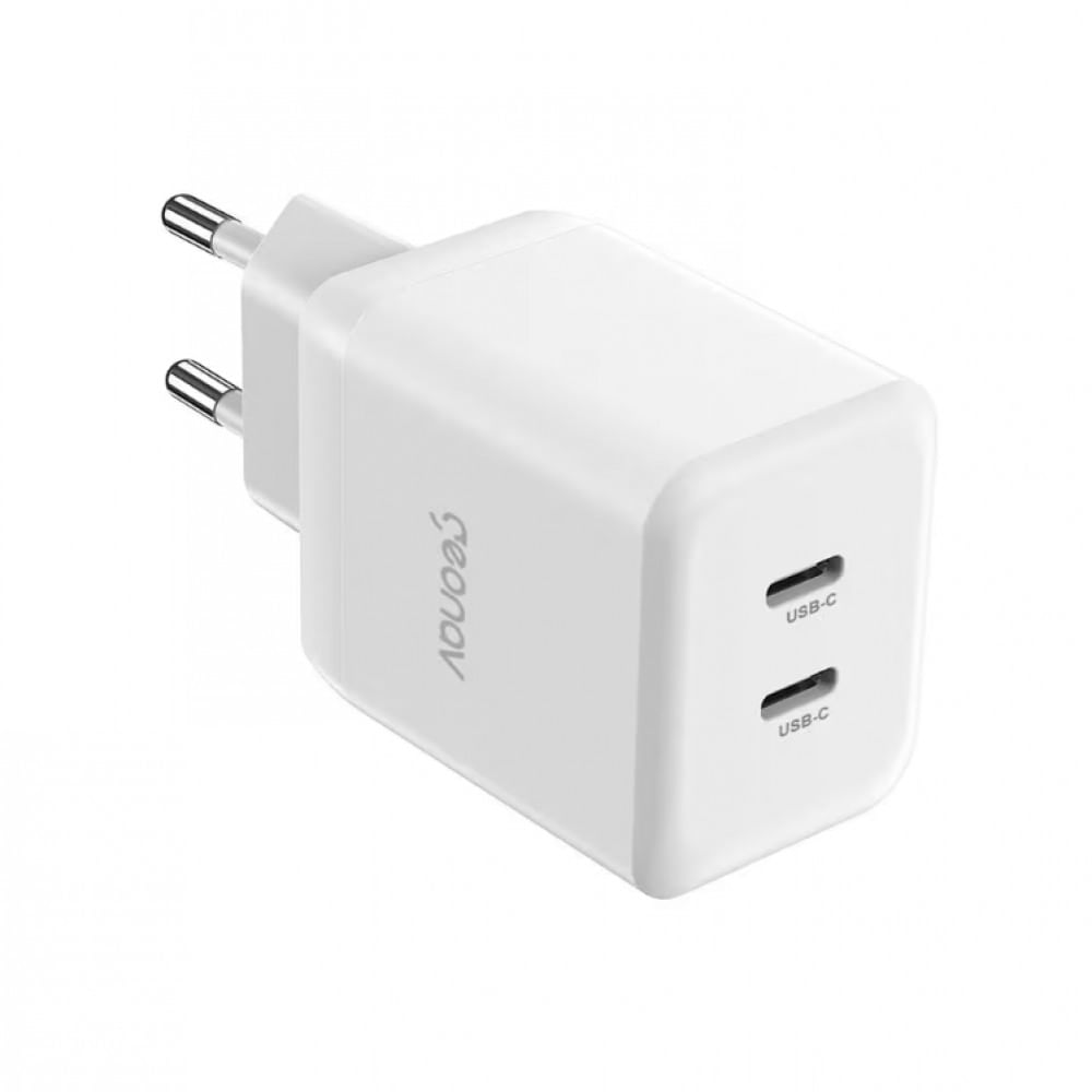 Carregador De Tomada Universal Geonav Turbo Duo Ch35pdwt 35w Para Celulares E Dispositivos Eletrônicos