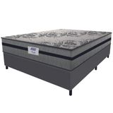 Cama Box Casal Queen Colchão Gazin Com Molas Ensacadas Rubi 158x198x70cm Suede Cinza/preto