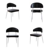 Cadeira Bless Fixa Com 4 Pés 55 X 52,5 X 77,5 Cm Com 4 Unidades Preto/branco