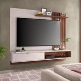 Painel Ripado Suspenso Para Tv Até 65 Pol Com Led 180x156cm Tocantins Colibri Off White Nogueira
