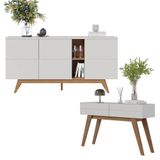Kit Buffet 3 Portas E Aparador 2 Gavetas Off White Freijó Colibri