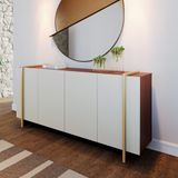 Buffet Aparador Com 4 Portas 160x79cm Copacabana Colibri Off White Dourado