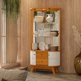 Cristaleira Com Led E Portas De Vidro 90x160cm Moss Madetec Cinamomo Off White