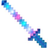 Brinquedo Espada Pixel Minecraft 58cm Som E Luz Azul N16
