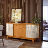 Buffet Aparador 4 Portas 2 Gavetas 183x81cm Mônaco Madetec Cinamomo Off White