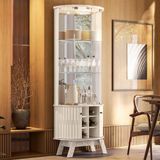 Cristaleira Com Led E Espelho 67x180cm Marina Madetec Calacata Off White