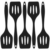 Espatula De Silicone Vazada Preta Grande Kit 05 Un
