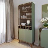 Cristaleira Com 4 Portas 70x182cm Jurerê Colibri Hortelã Amêndoa