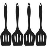 Espatula De Silicone Vazada Preta Grande Kit 04 Un