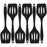 Espatula De Silicone Vazada Preta Grande Kit 06 Un