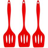 Espatula De Silicone Vazada Vermelha Grande Kit 03 Un
