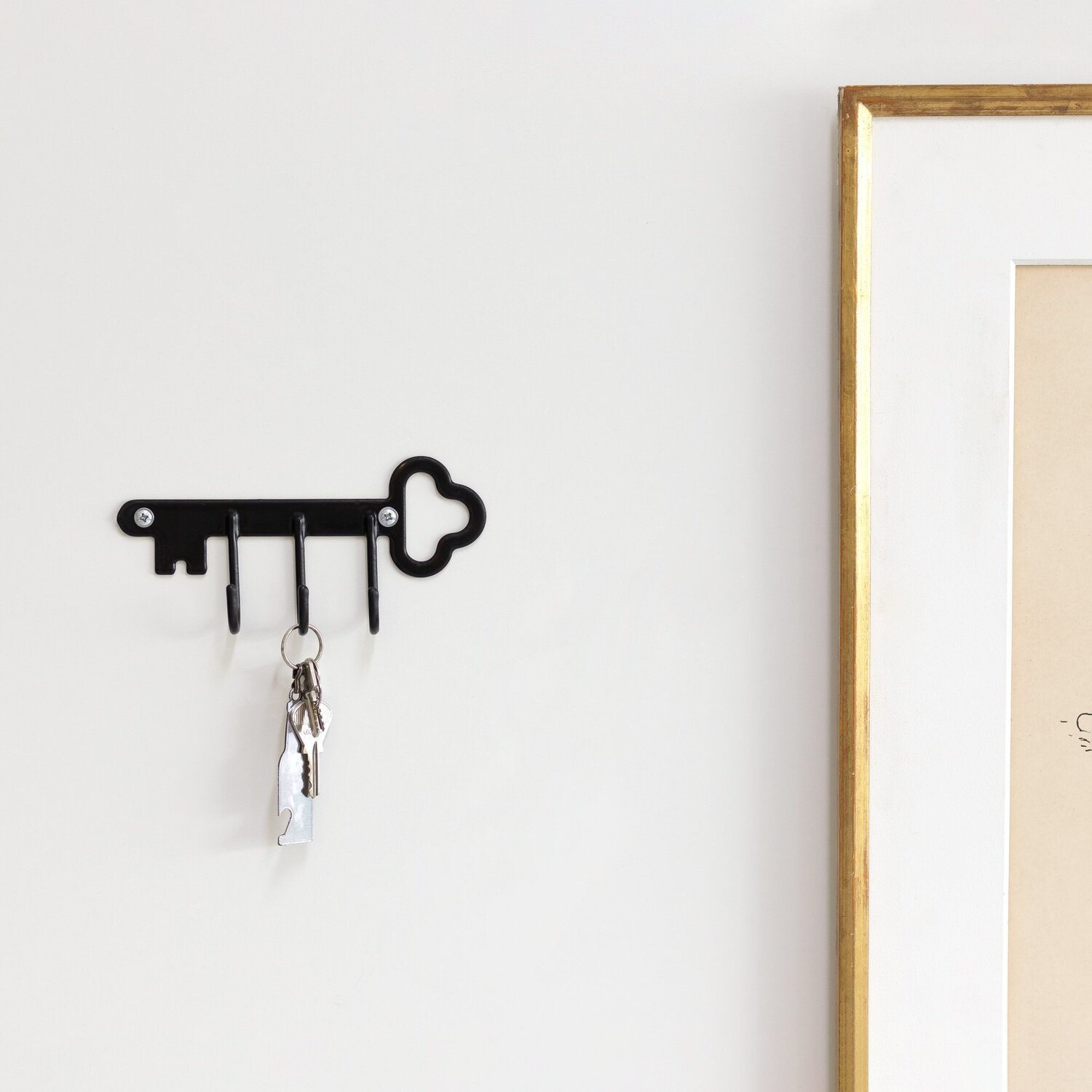 Gancho Decorativo De Parede Chave Elegante Preto