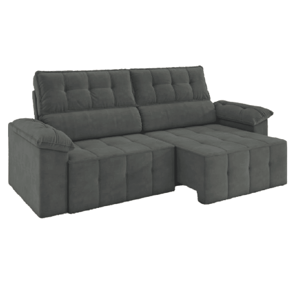 Sofá Retrátil E Reclinável 3 Lugares 2,20m Veludo Santorini Cinza Luizzi