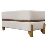 Puff Recamier Kodama Para Cama De Solteiro 100cm Pé Castanho Bege Bouclé