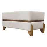 Puff Recamier Kodama Para Cama Queen 150cm Pé Castanho Bege Bouclé
