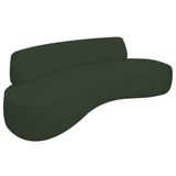 Sofá Curvo 2 Lugares Orgânico Escritório Recepção Sala Amsterdã 120cm Linho Verde